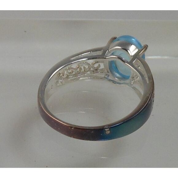 Elegant Sterling Silver Filigree Ring with Blue Topaz Gemstone - Vintage Size 7 - Picture 10 of 10